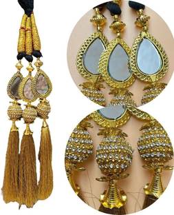 PRAAJKA Golden Parandi Hair Extension, Hair Accessories For Women, Pranda choti Braid Extension