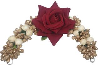 ANVIK Fancy Party Bridal Wedding Fabric/Artificial Flower Bun Hair Accessory Set