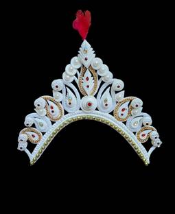 BengCraft Bengali Wedding Bridal Shola Crown Mukut Topor Sola Biyer Sithi Front Mutuk Hair Accessory Set