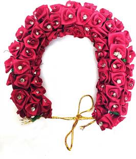 S Mark SMark Bridal Flower Bun Hair Gajra Accessories stone Design For South Indian Wedding Bun (Maroon) Bun Clip