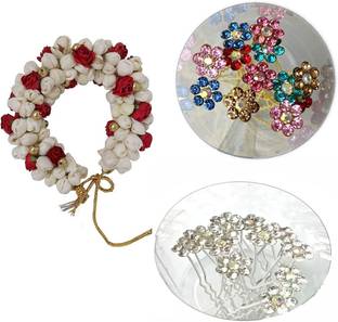 AROOMAN ™ Hair Bun Combo Mogra Artificial Gajra & juda pins for Girls & Women Hair Accessory Set
