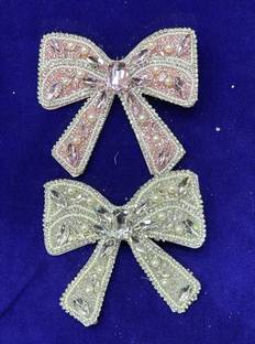 chaya trading Pink and sliver handmade butterfly shape hair bow Hair Clip