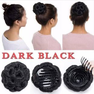 HALO NATION Hair Bun Clutch - Elegant Chignon Clip in Hair Bun Extension Donut Claw Jaw Updo Synthetic Combs Curly Weave Hair Scrunchies Juda - Black Hair Claw