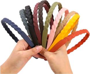 KATY Classy Matte Twisted Braid Headband With Strong Grip For Girls & Women 6 Pcs Head Band