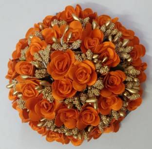 Ruhci Hair Flower Gajra Combo for Wedding & Parties Set of 1 Bun (Orange) Bun
