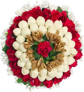 AROOMAN Artificial Juda Hair Accessories For Women and Girls with Flower and Mogra Work Juda For Festives Designer Bridal Wedding Party( Pack-01, Color-Multi) Bun