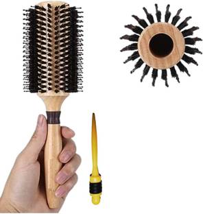 Glam Fam Round Boar & Nylon Bristle Hair Brush For Styling