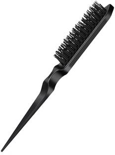 VIVIAN Teasing Brush Rat Tail Combs for Back Combing Hair Care Scalp Massage Black