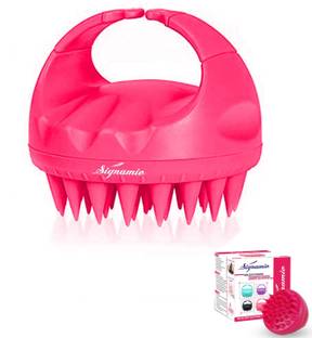 Signamio Shampoo Brush Silicon Scalp Massager Hair Brush Wet Dry Comb Head Scrubber 100% Comfortable for All Hair Improve Blood Circulation for Men,Women Pets - PINK Color-1 Pcs