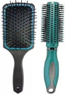 lanellie Round Rolling Roller Comb Hair Brush & Paddle Flat Hair Brush