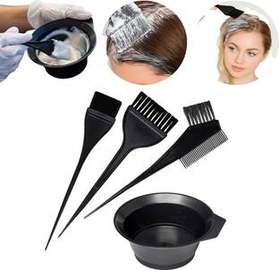 MYN Professional 4Pc Saloon Hair Dye Brush Kit: Hair Color Brushes & Mixing Bowl Set