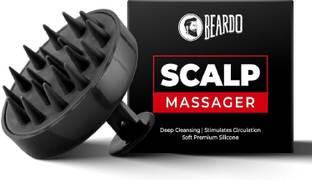 BEARDO Round Scalp Massager Brush with Soft Bristles Anti Dandruff- Black
