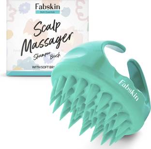 Fabskin Hair Scalp Massager Shampoo Brush with Soft Silicone Bristles (Aqua Green)