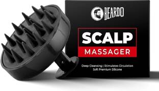 BEARDO Round Scalp Massager Brush with Soft Bristles Anti Dandruff- Black