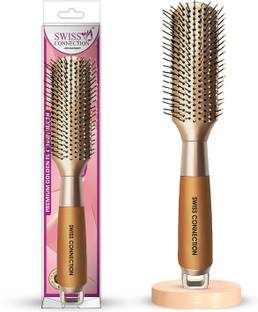 Swiss Connection Premium Golden Flat Hair Brush, Detangling Hair Brush for Short Thick Hair