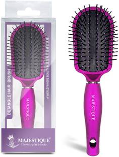 MAJESTIQUE Purple Detangler Brush - Ultra-Soft Tipped Nylon, Glides Through Tangles