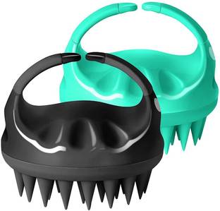 veniqe 2 Pack Hair Scalp Massager Silicone Waterproof Shampoo Brush Hair Clean and Head Relax (black&green)