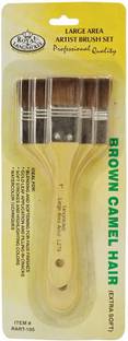 Royal & Langnickel Large Area Artist Brush Set- Three Brown Camel Hair Brushes