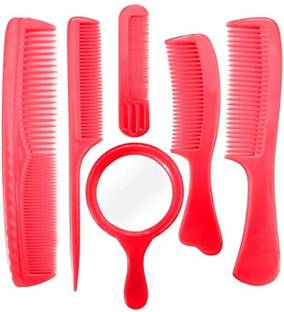 sba prime Combo Of 5 Pcs Plastic Hair Comb 1 pcs mirrorSet For Women And Men Use