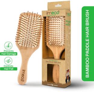 IMECO Bamboo Hair Brush with bamboo bristles | Paddle Hair Brush
