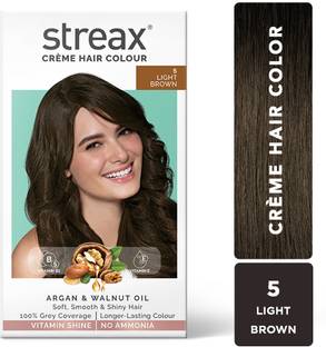 Streax Cream Hair Colour Light Brown No-5 140ML , Light Brown