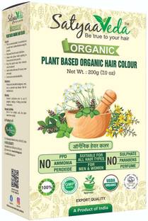 SatyaaVeda Plant Based Ayurveda Organic Chemical free Hair Colour Made with Herbs- (200g) , ORGANIC BLACK