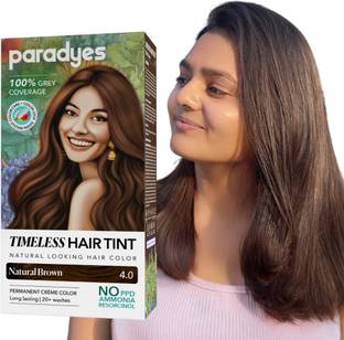 Paradyes Natural Brown Timeless Permanent Crème Hair Colour for 100% Grey Coverage , Natural Brown