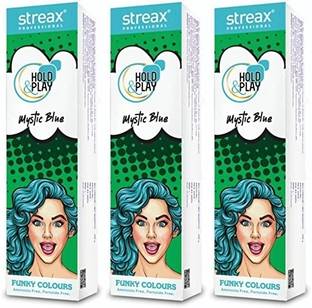 Streax Professional Hold & Play Funky Colours , 100g x Pack of 3 , Mystic Blue