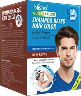 Nisha Shampoo hair colour dark brown for women 20ML Each Sachet (10 Sachet in 1 Box) , Dark Brown