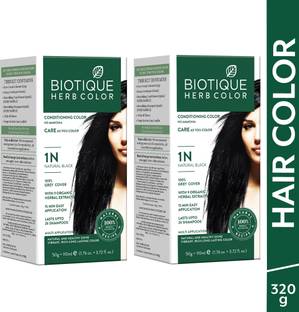 BIOTIQUE Herbcolor Conditioning | 100% Grey Coverage in 15 Minutes | 1N Hair Colour , Natural Black