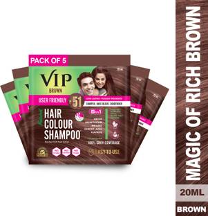 VIP Hair Colour Shampoo, 20ml, Pack of 5 , Brown