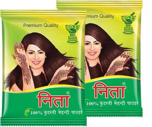 Neeta Natural Mehendi /Henna Powder for Hair Colour & Mehndi Design 150 gm (Pack Of 2) , Natural Brown