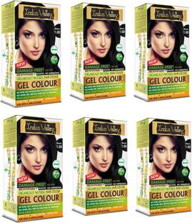 Indus Valley Organically Natural Damage Free Gel Hair Color,No Ammonia Hair Pack of 6 , Black 1.00