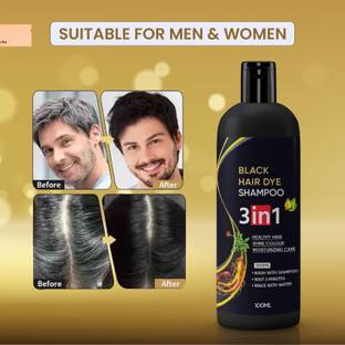 Fezora Herbal 3 in 1 Hair Dye Instant Black Hair Shampoo for men&women girls , black