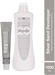 Keywest Professional Hair Color Tube No. 3, 80gm + Hair Color Developer 20 Volume 1000ml , Dark Brown
