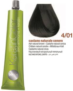 Bbcos Hair Pro KeratinColor Permanent Hair Color Cream Long Lasting Hair Color Tube , 4/01, Cold Natural Brown