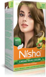 Nisha Cream Hair Color Rich Bright Long Lasting Hair Colouring For Ultra Soft Deep Shine 100% Grey Coverage Dark Blonde (Pack of 1) , Dark Blonde