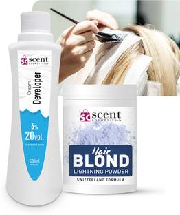 ScentCosmetics Professional Blonder & Developer Hair Color Kit, Suitable for All Hair Types , 4 Stage Blonder Hair for Desired Shade, Combo Offer