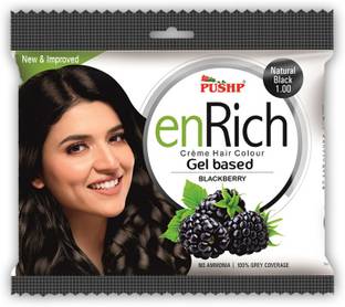 Pushp Enrich Creme Hair Colour Black (pack of 3) , Black
