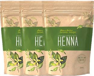 Aroma Magic Henna Powder 200gm Pack Of 3 , Natural Color