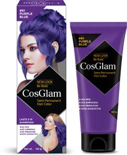 Cosglam Semi Permanent Hair Colour Highlighter For Unisex, Infused Conditioner 120g , Purple Blue