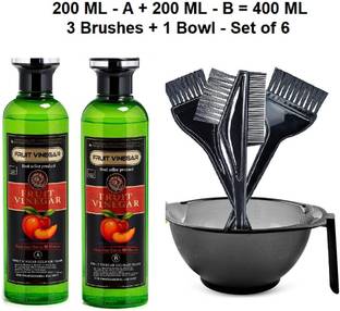 Essensity Fruit Vinegar Ammonia Free 10 Minutes Hair Color Colour Gel + Bowl Brush Set , Natural - Black