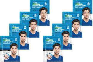 Nisha 5 min Quick Shampoo Hair Color For Women and Men 20 ml Each Pouch (Pack OF 8) , Natural Black