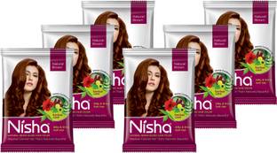 Nisha Natural Henna Hair Colour For Women Men 25gm 100% Grey Coverage (Pack OF 6) , Natural Brown