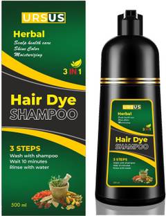 Ursus Hair Dye Shampoo Herbal 3 in 1 Formula Color Shampoo,500mL , Black