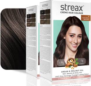Streax Cream Hair Colour-Pack of 2 ,140 ml , Natural Brown No-4