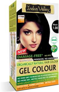 Indus Valley Organically Natural Damage Free Gel Color,No Ammonia Hair Men Women , Black 1.00