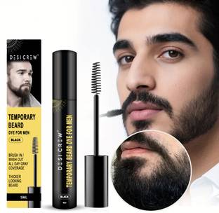 Desi Crew Temporary Beard Dye for Men | Black Shade | Instant Gray Coverage | Beard Color , BLACK
