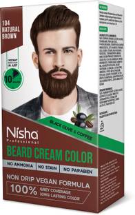 Nisha Beard Color For Men No Stain, Quick 10 Min, Grey Coverage 120gm , Natural Brown