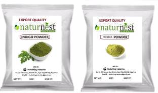 NatureNest Henna And Indigo powder for hair 100 gm each 200 gm , black